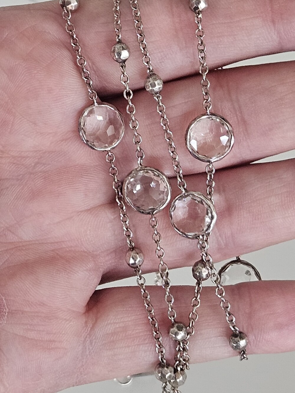Ippolita LOLLIPOP Multi Station Necklace in Rock Crystal Sterling Silver 38"